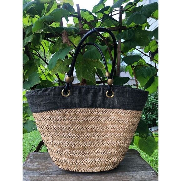 Sun And Sand Beaded Woven Purse Tote Bag Boho Beach Summer - Picture 2 of 12